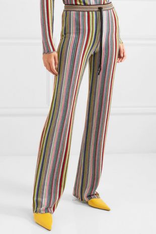 Marques' Almeida Striped crocheted merino wool straight leg pants
