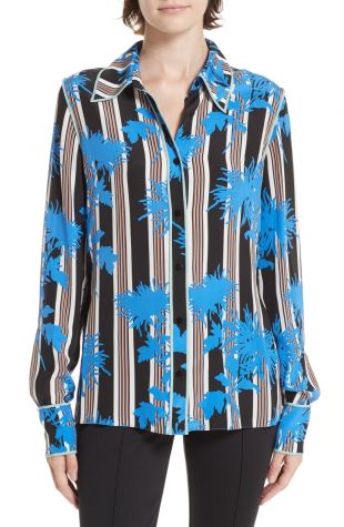 Floral Print Silk Shirt