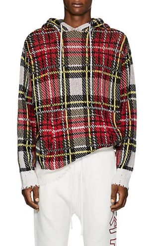 Plaid Birdseye Knit Cashmere Hoodie