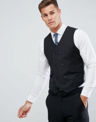 Asos Veston de costume ajusté 100 % laine noir