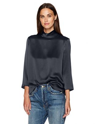 Vince Women's Long  Mock Neck Blouse
