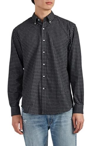 Barneys New York Checked Cotton Flannel Button-Down Shirt