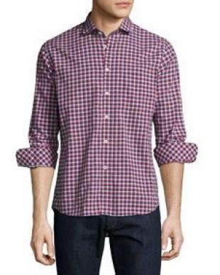 Billy Reid John T Check Sport Shirt, Red