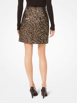 Michael Kors Collection Metallic Leopard Jacquard Skirt worn by Diane Lockhart Christine Baranski in The Good Fight S02E09 Spotern