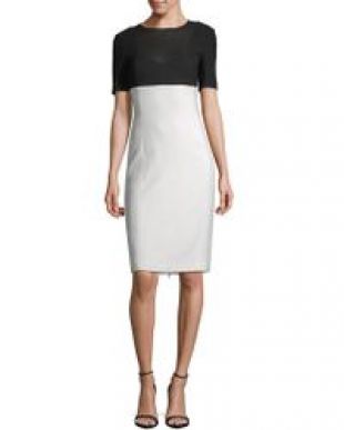 Crepe Sheer Sheath Dress