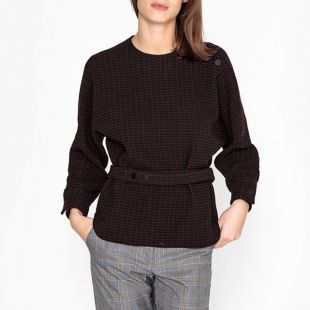 Blouse jacquard avec ceinture à la taille DUNON