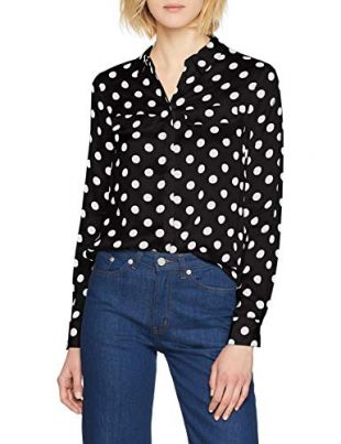 Guess Ls Petronilla Shirt Chemise Casual, Multicolore (B&W Small Pois P90n), Large Femme