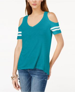 INC International Concepts I.N.C. Cold-Shoulder Varsity Top