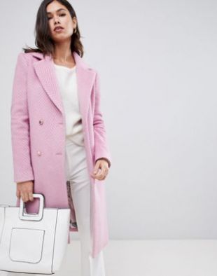 Ted Baker Saffra Manteau mi long en laine à chevrons
