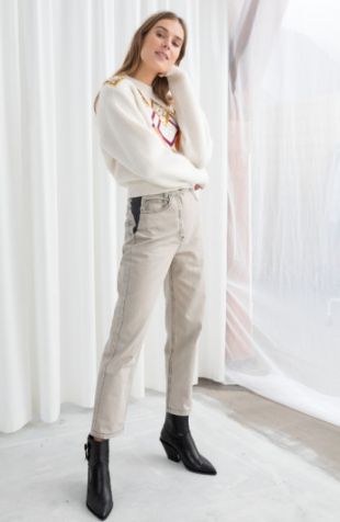 High Waisted Cotton Twill Trousers