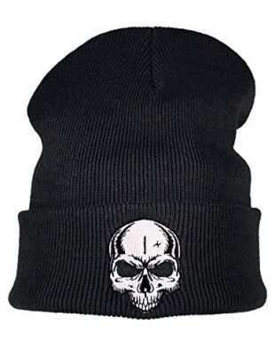 Bonnet: Tête de Mort - Biker -Heavy Metal/Bonnet de Laine/Bonnet d'hiver/Beanie/Bonnet/Casquette/Bonnet de Ski/Unisex/Bonnet brodée/Motocycliste/Moto/Metal