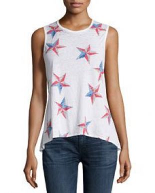 Chaser Patriotic Stars Print Tank Top, White