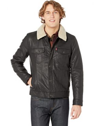 Levi's Classic Faux Leather Trucker with Removable Sherpa Collar