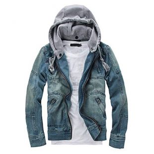 Homme Veste en Jean Délavé Bleu Moyen,Overdose Automne Hiver Manteau Skinny Vintage Jeans Jacket Casual Hoodie