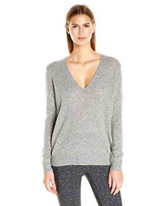Theory Women's Long Sleeve Adrianna V Neck Sweater, Ocean Blue, L
