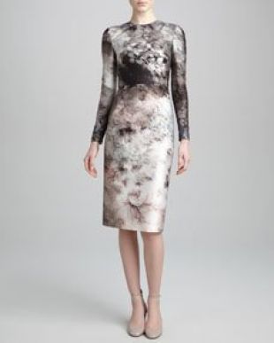 Fradrage kok huh Valentino Garavani - Long Sleeve Floral Print Dress, Gray