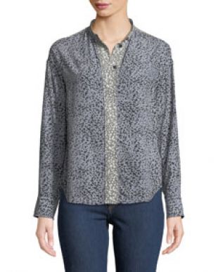 Rag & Bone Christie Long Sleeve Cheetah Animal Print Silk Blouse