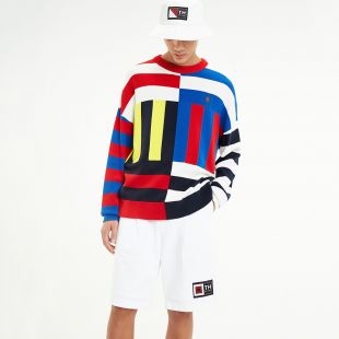 block stripe oversized sweater tommy hilfiger