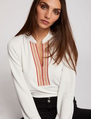 Blouse manches longues bords rayés