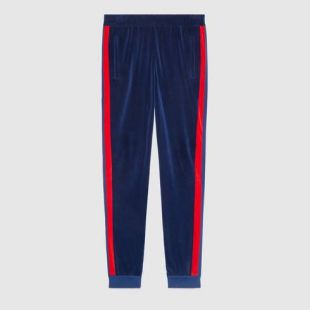 Gucci - Gucci Pantalon de jogging en chenille avec bande Web