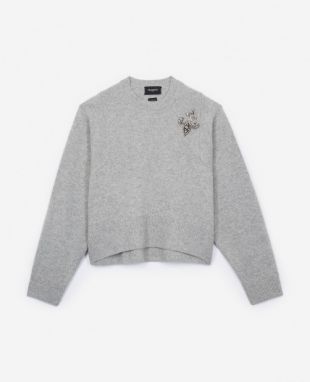 Pull cachemire gris fleur de lys