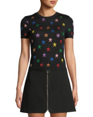 Alice + Olivia Short Sleeve Star Crewneck Tee