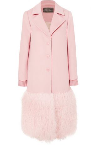 Lela Rose Shearling trimmed wool coat
