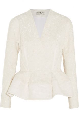 Flocked jacquard peplum jacket