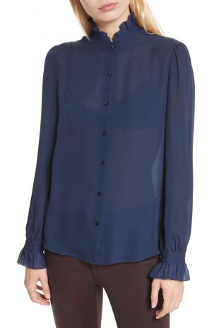 L'Agence Carla Silk Blouse in blue