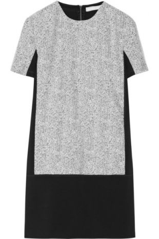 Stretch jersey and tweed mini dress