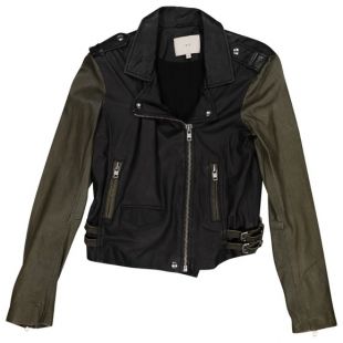 Ashville Leather Jacket with Olive Sleeves