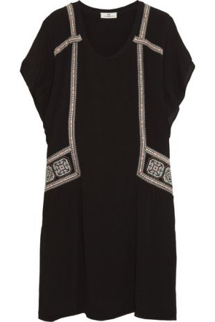 Folk oversized embroidered crepe dress