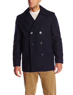 Nautica Men's Regular Melton Double-Breasted Peacoat