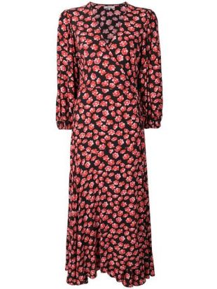 Ganni Floral Print Wrap Dress