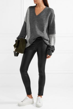 Stretch leather leggings