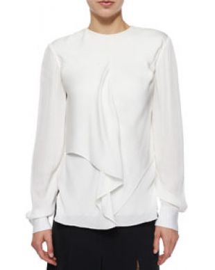 Draped-Front Crepe Blouse