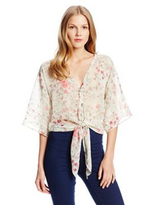 Jessica Simpson Women's Martina Tie Front Blouse