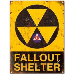 Fallout Shelter Warning Rusted Look Steel Sign Vintage Style Atomic Age 12 x 16