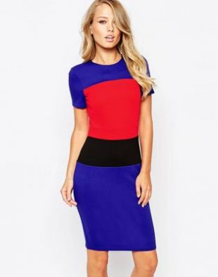 French Connection Lula Stretch Colour Block Dress