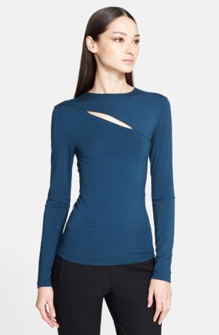 Donna Karan Collection Cutout Jersey Top | Nordstrom