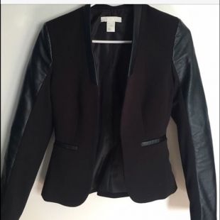 H&M - Black Blazer Leather Sleeves