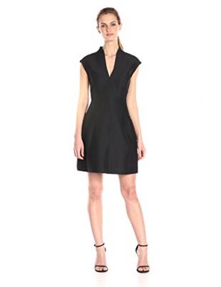 Halston Heritage Women's Silk Faille Cap-Sleeve Cocktail Dress, Black, 0