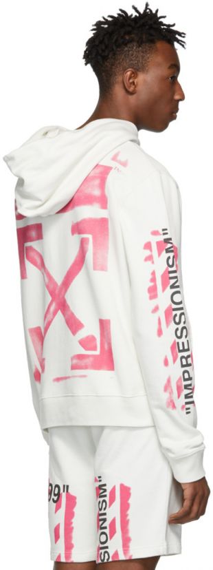 Off White   Pull à capuche blanc cassé Diag Stencil