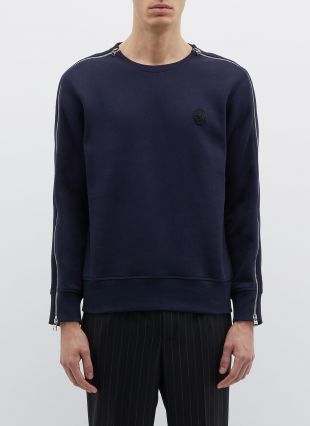 Alexander McQueen Skull Appliqué Zip Sleeve Sweatshirt