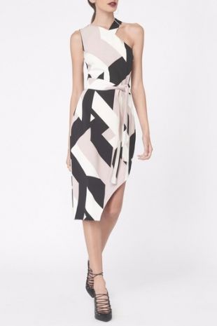 Abstract Print Asymmetric Dress
