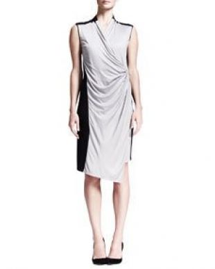 Colorblock Draped Jersey Dress