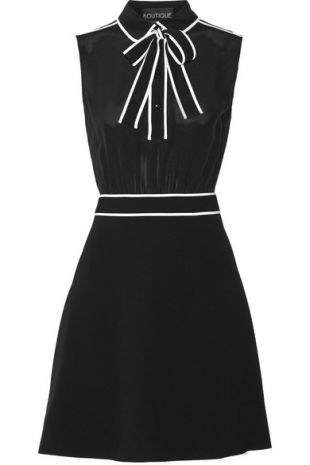 Pussy Bow Silk Chiffon and Stretch Crepe Mini-dress