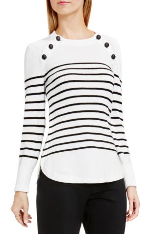 Button Detail Stripe Sweater