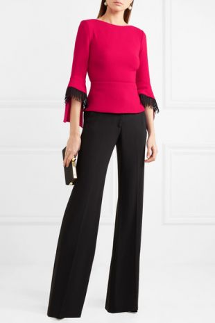 Silsden fringed wool crepe top