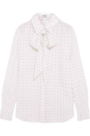 Scarf pussy bow printed silk charmeuse shirt